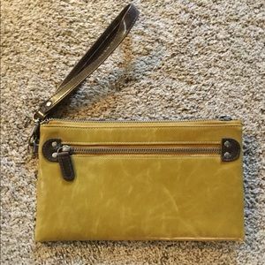 Mustard yellow wristlet